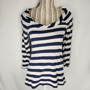 Splendid Blue & White Striped Twisted Neckline Top Size XSmall